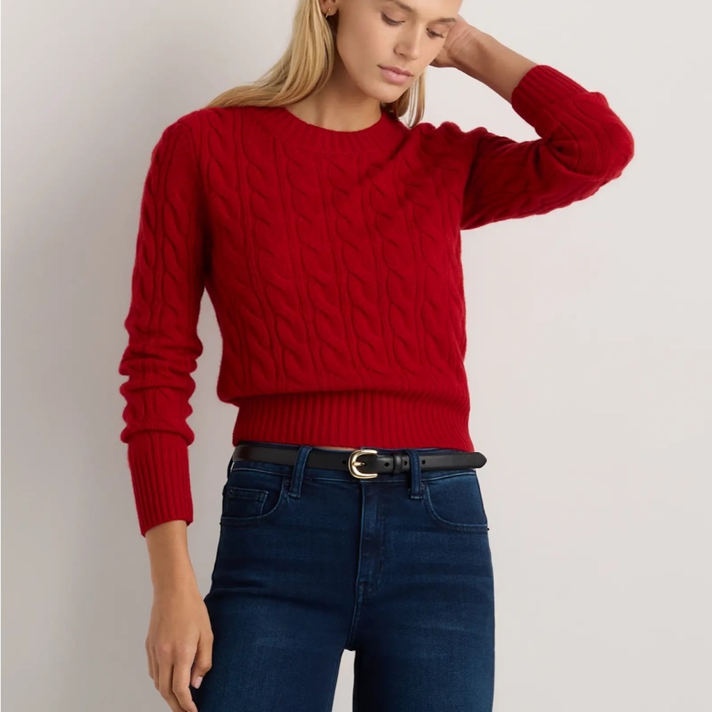 Quince Mongolian Cashmere Shrunken Cable Crewneck Sweater NYT size medium